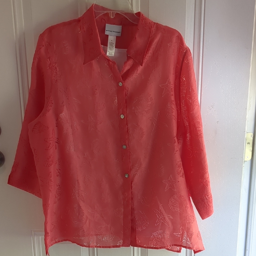 Alfred Dunner Coral Button-Down Shirt